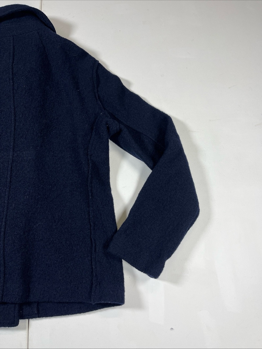 J Crew Italian Boiled Wool Jacket Pea Coat Navy Blue Pockets Button Up Women’s 4 - Picture 12 of 13